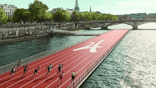 Coureurs sur la Seine pour les JO de 2024